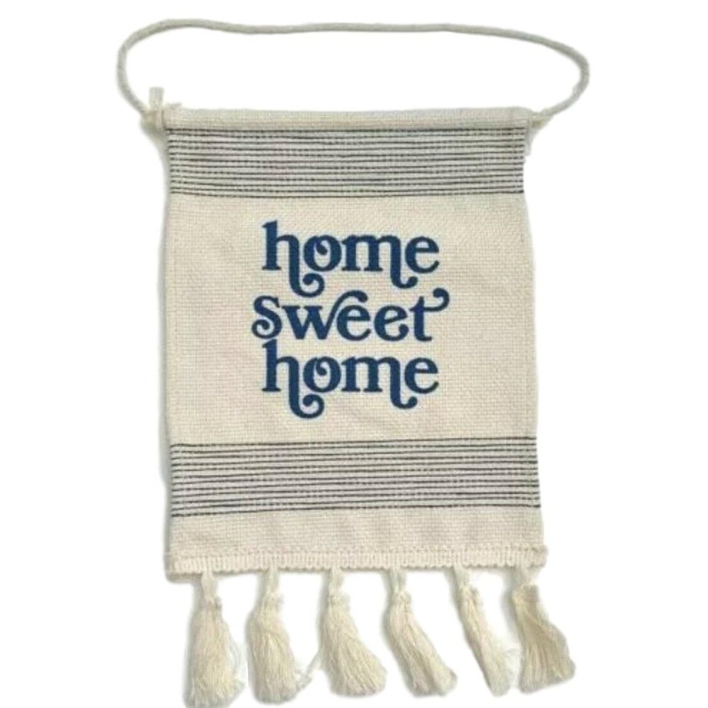 Home Sweet Home Burlap Hanging Sign With Tassels